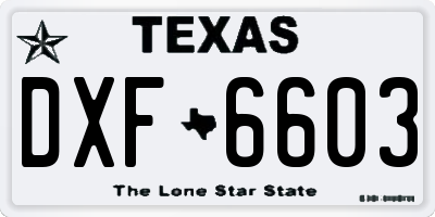 TX license plate DXF6603
