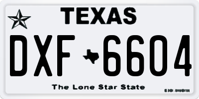 TX license plate DXF6604