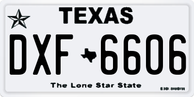 TX license plate DXF6606