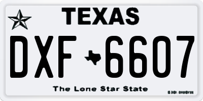 TX license plate DXF6607