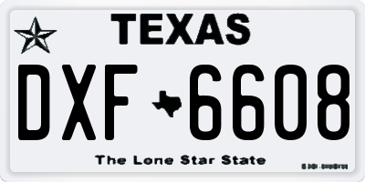 TX license plate DXF6608