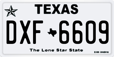 TX license plate DXF6609
