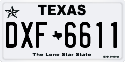 TX license plate DXF6611
