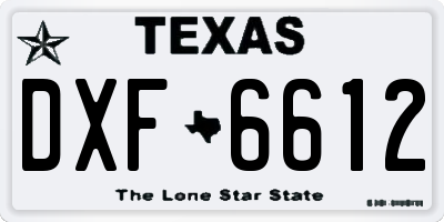TX license plate DXF6612