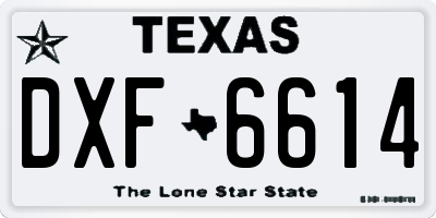 TX license plate DXF6614