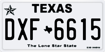 TX license plate DXF6615
