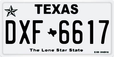 TX license plate DXF6617