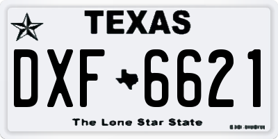 TX license plate DXF6621