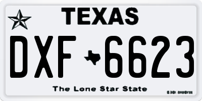 TX license plate DXF6623