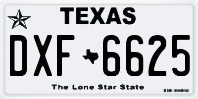 TX license plate DXF6625