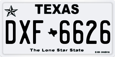 TX license plate DXF6626
