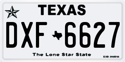 TX license plate DXF6627