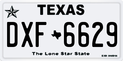 TX license plate DXF6629