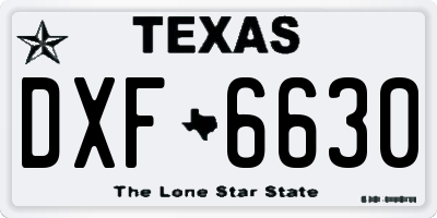 TX license plate DXF6630