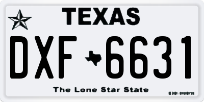 TX license plate DXF6631
