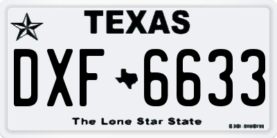 TX license plate DXF6633