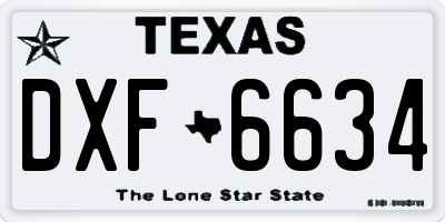 TX license plate DXF6634