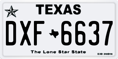 TX license plate DXF6637
