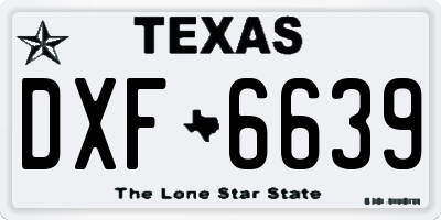 TX license plate DXF6639