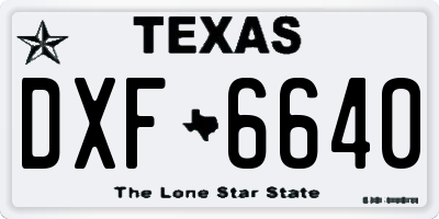 TX license plate DXF6640