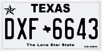 TX license plate DXF6643