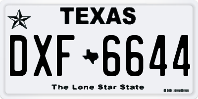 TX license plate DXF6644