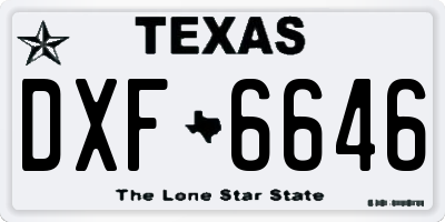 TX license plate DXF6646