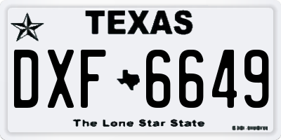 TX license plate DXF6649