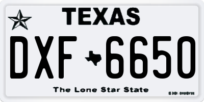 TX license plate DXF6650