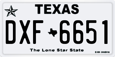 TX license plate DXF6651