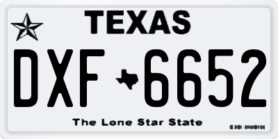 TX license plate DXF6652