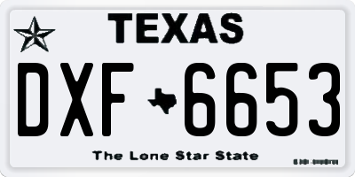 TX license plate DXF6653
