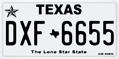 TX license plate DXF6655