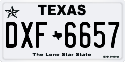 TX license plate DXF6657