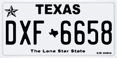 TX license plate DXF6658