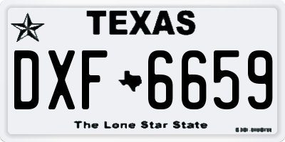 TX license plate DXF6659