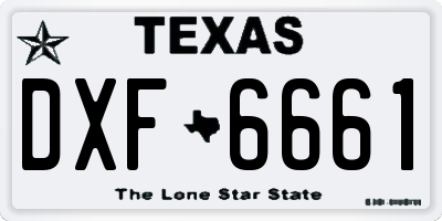 TX license plate DXF6661