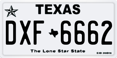 TX license plate DXF6662