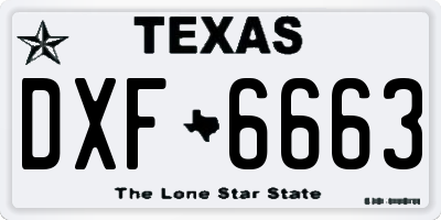 TX license plate DXF6663