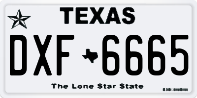 TX license plate DXF6665