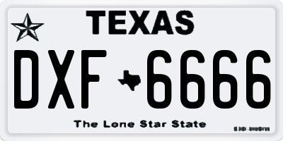 TX license plate DXF6666