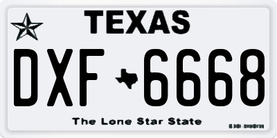TX license plate DXF6668