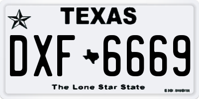 TX license plate DXF6669
