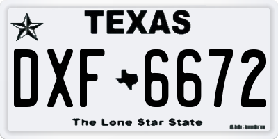 TX license plate DXF6672