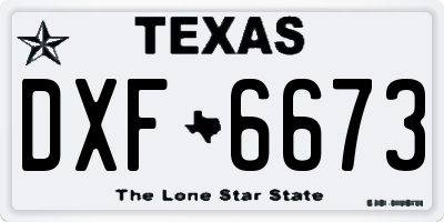 TX license plate DXF6673