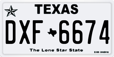 TX license plate DXF6674