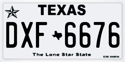 TX license plate DXF6676