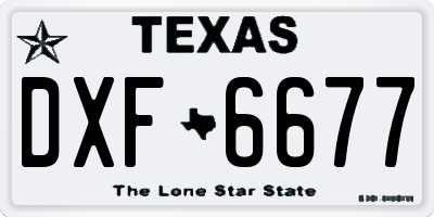 TX license plate DXF6677