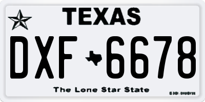 TX license plate DXF6678