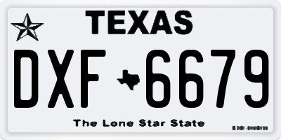 TX license plate DXF6679